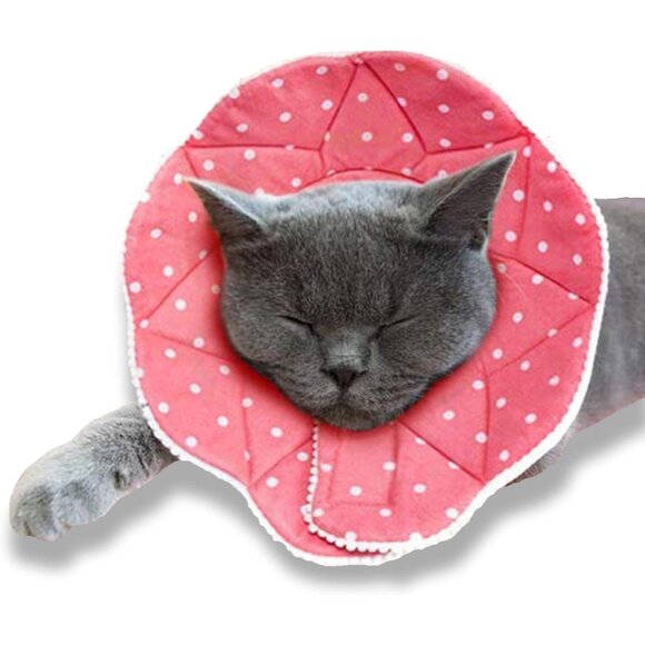 SunGrow Polka Dot Pet Soft Adjustable Recovery Cone | NWT | M | Pink White - Picture 4 of 16